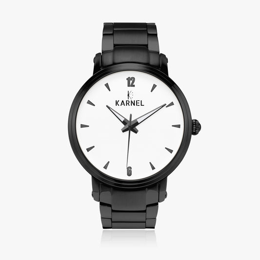 Front view of Karnel Imperium watch with polished steel bezel